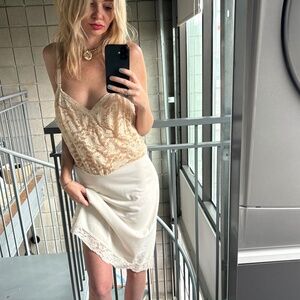 1970s Vintage Cream Sheer slip dress